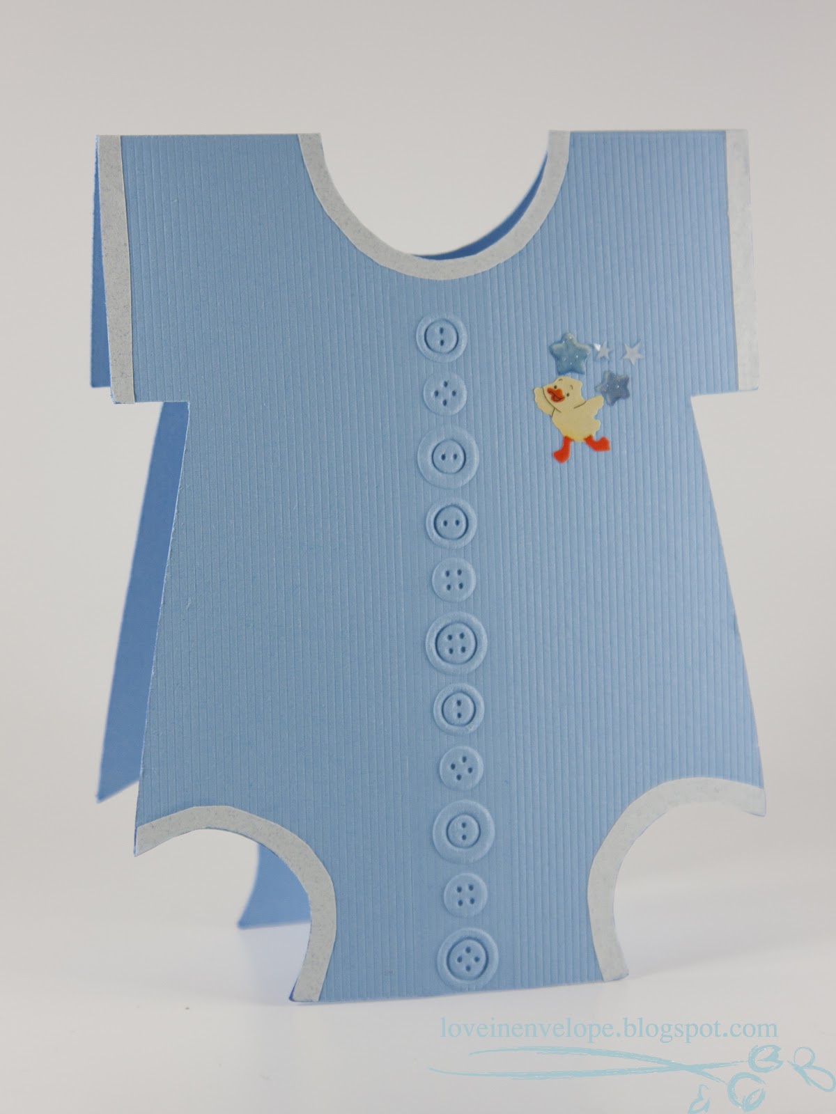 Love in Envelope Handmade Blue Onesie Card