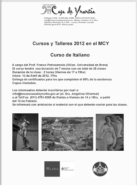 Cursos y talleres 2012 en el Museo Casa de Yrurtia
