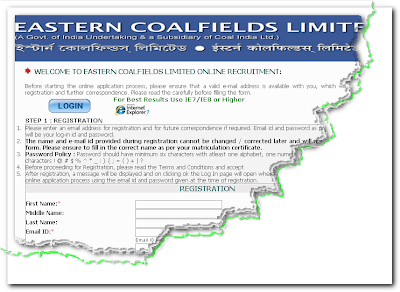 CIL Eastern Coalfields Recruitment 2013 Online form CIL Eastern Coalfields Recruitment 2013 Online form