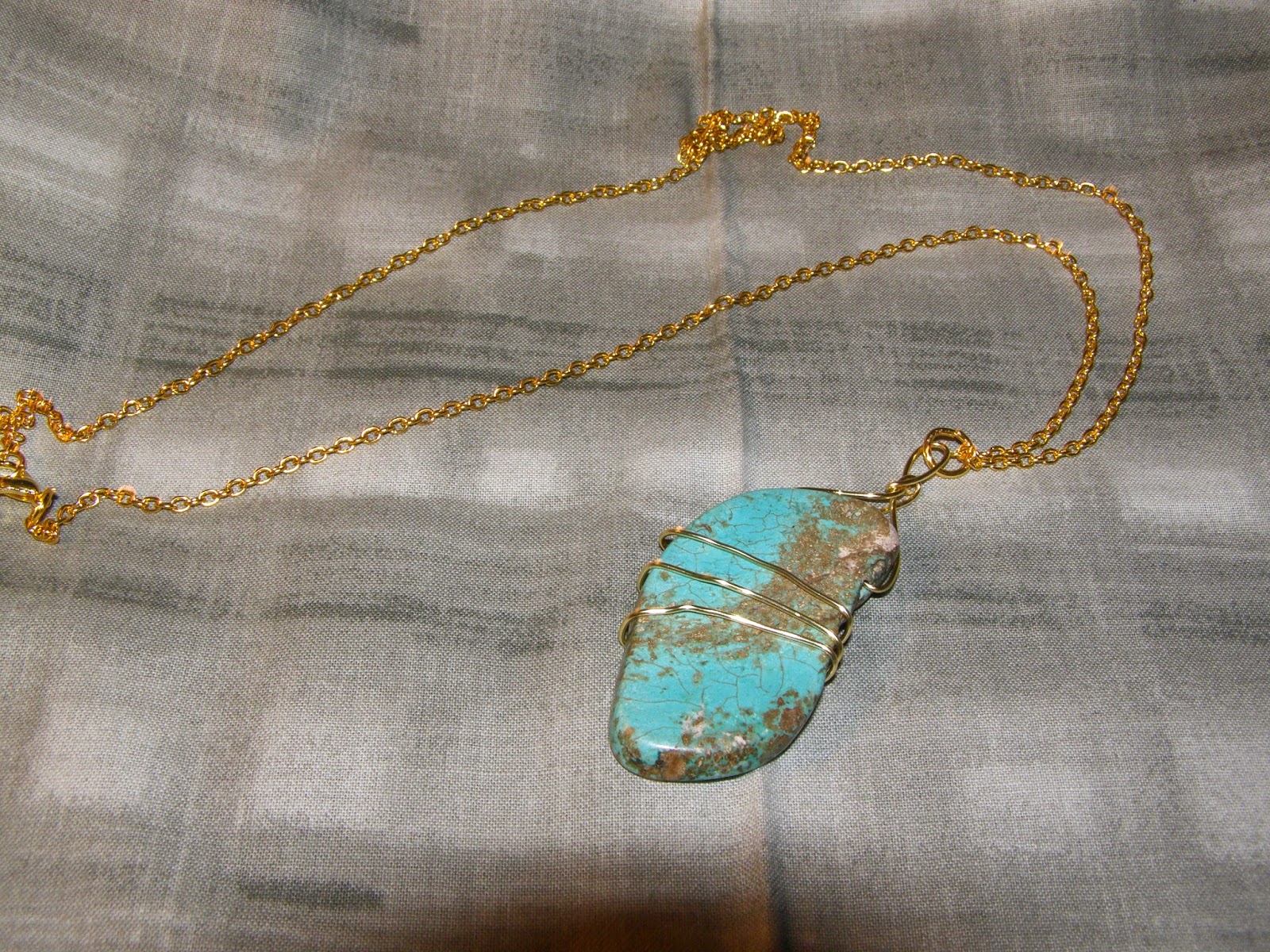 Gold Wire Wrapped Pendant