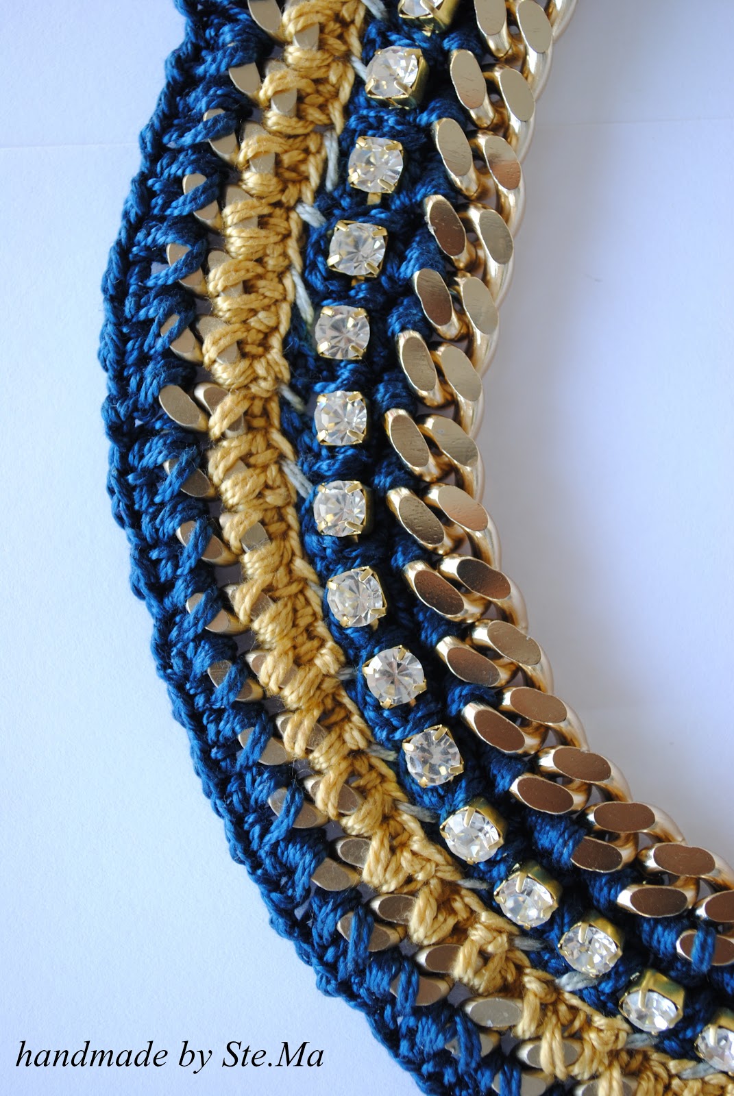 Ste.Ma handmade creations Statement Necklace in Navy Blue and Honey