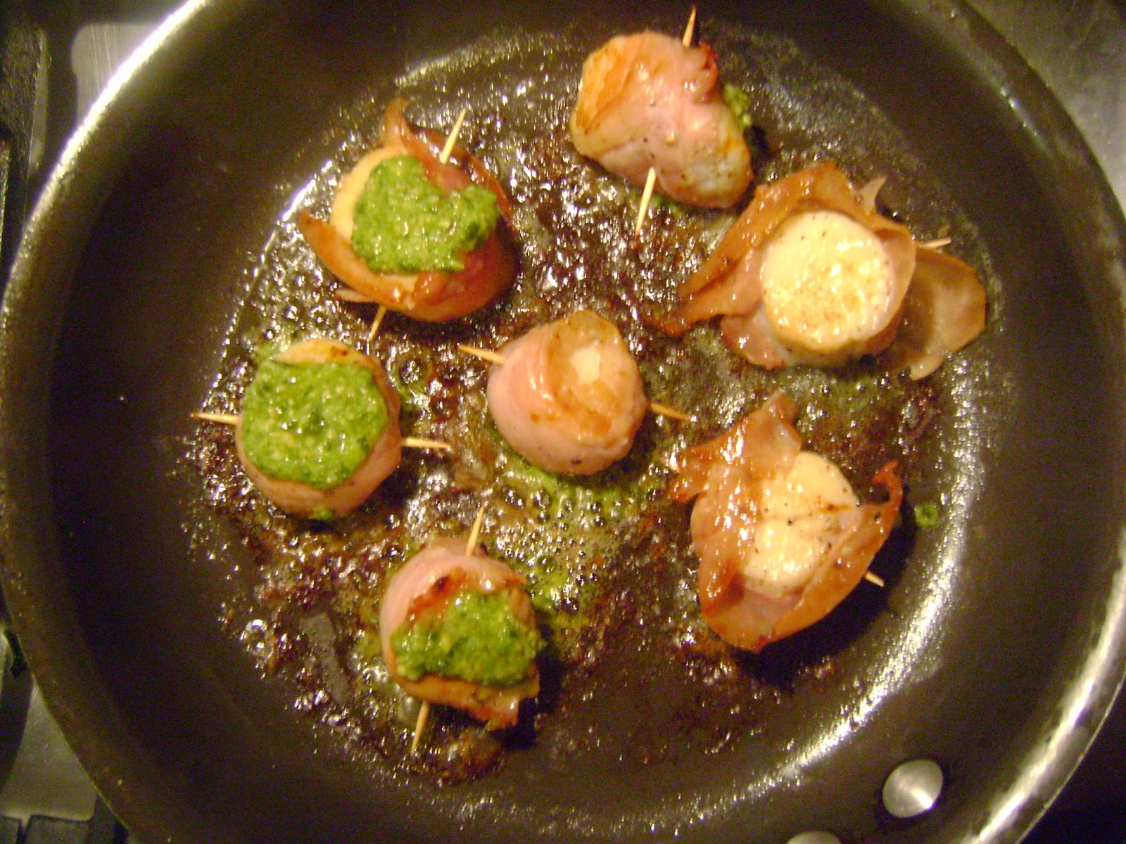 ProsciuttoWrapped Scallops with Pesto mysavoryspoon
