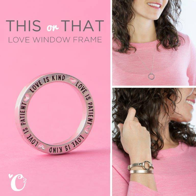 Simple Style - Wear the Origami Owl Love is Patient Window Frame as a necklace on a simple chain or as a bracelet on a leather wrap or in a Living Locket | Shop StoriedCharms.com today to create your own look.