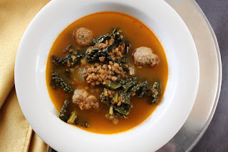 Sausage Lentil and Kale Soup with Red Pepper