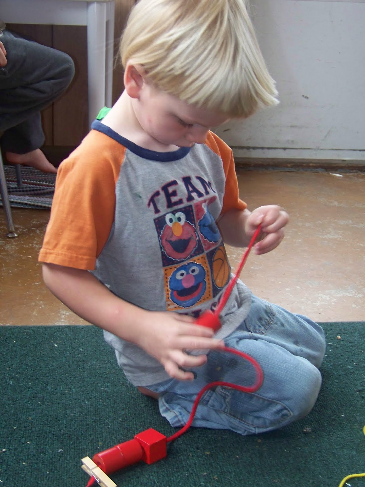 Our Progression of Stringing Beads Work and Play, Day by Day