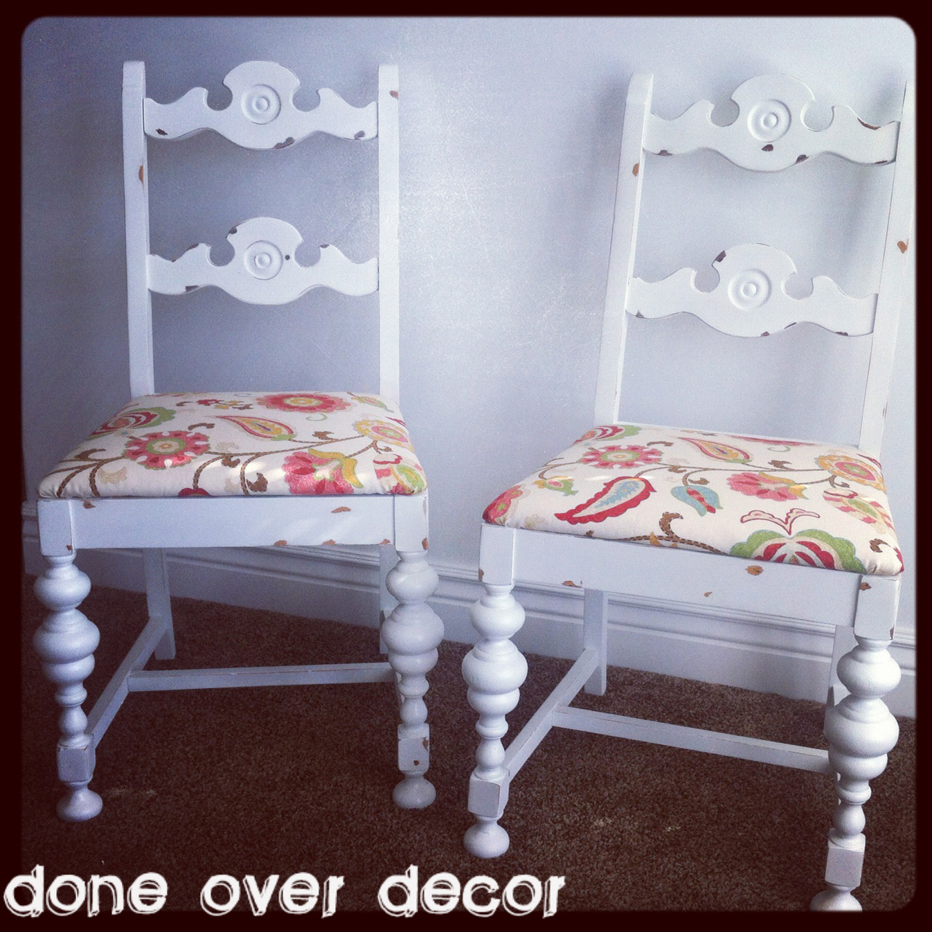 A Painted Nest For Sale 2 White Distressed Chairs