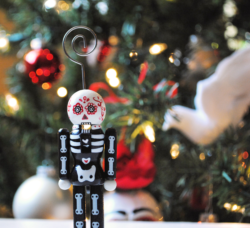 Peachy Cheek Sugar Skull Nutcrackers and Ornaments