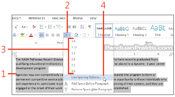 Cara Mengatur Spasi Jarak Baris Dan Paragraf Di Word 2013