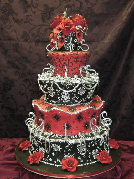 Wedding cake ideas in red and black The following two wedding cakes