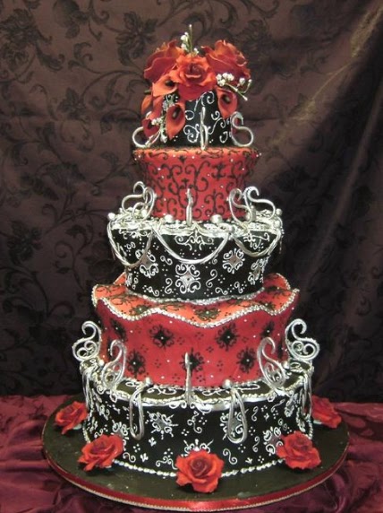 Wedding Cakes Pictures: Red and Black Wedding Cakes