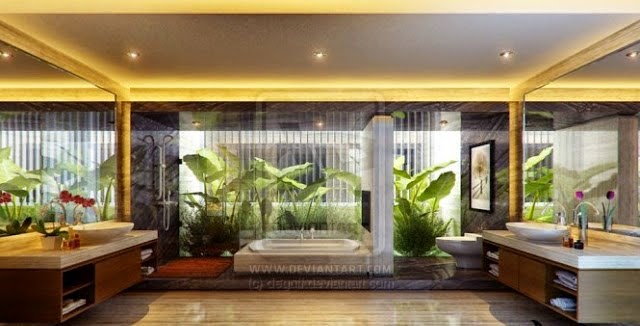 Baños con jardín - Colores en Casa