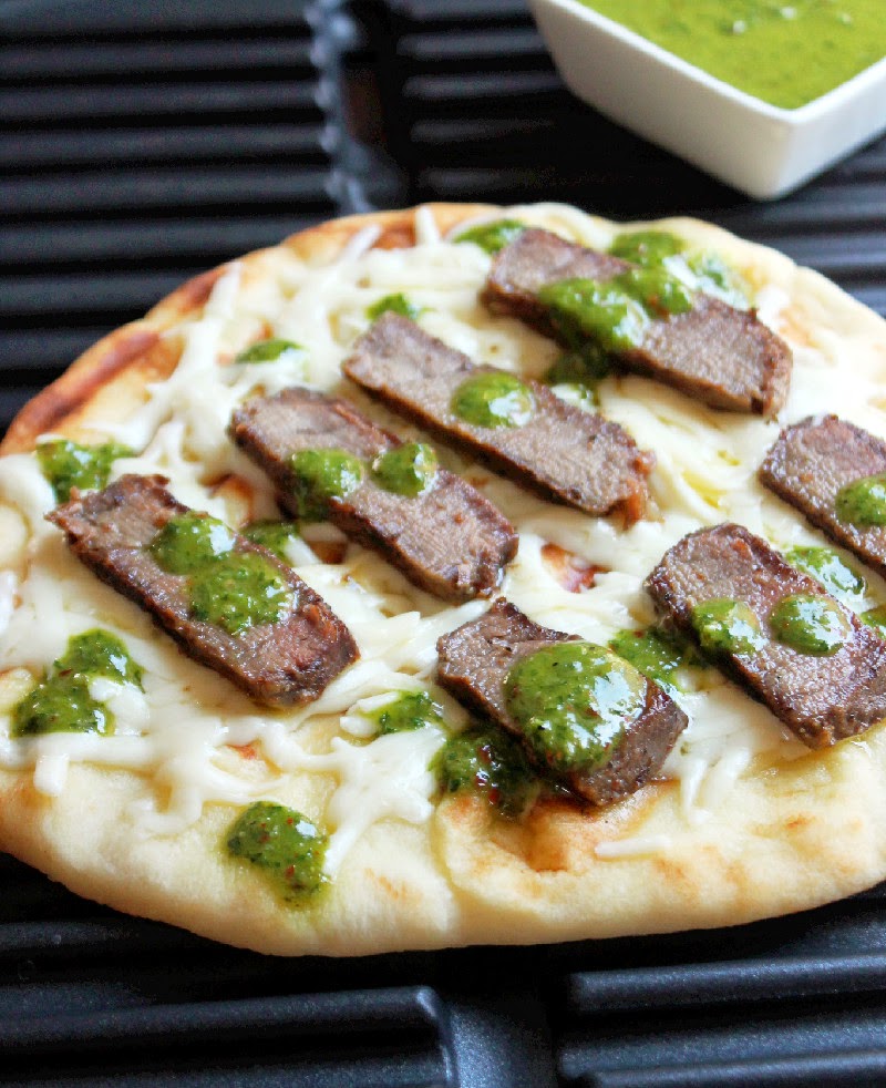 Creole Contessa Grilled Steak Pizza with Spicy Roasted Garlic