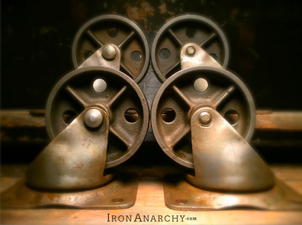 Vintage Industrial Casters For A Rustic Coffee Table