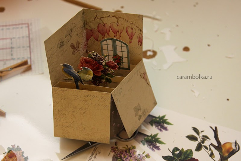 Мастер-класс по созданию интерактивной открытки (pop-up card box). Материалы из магазина www.scrapbookshop.ru Скрапбукшоп. 