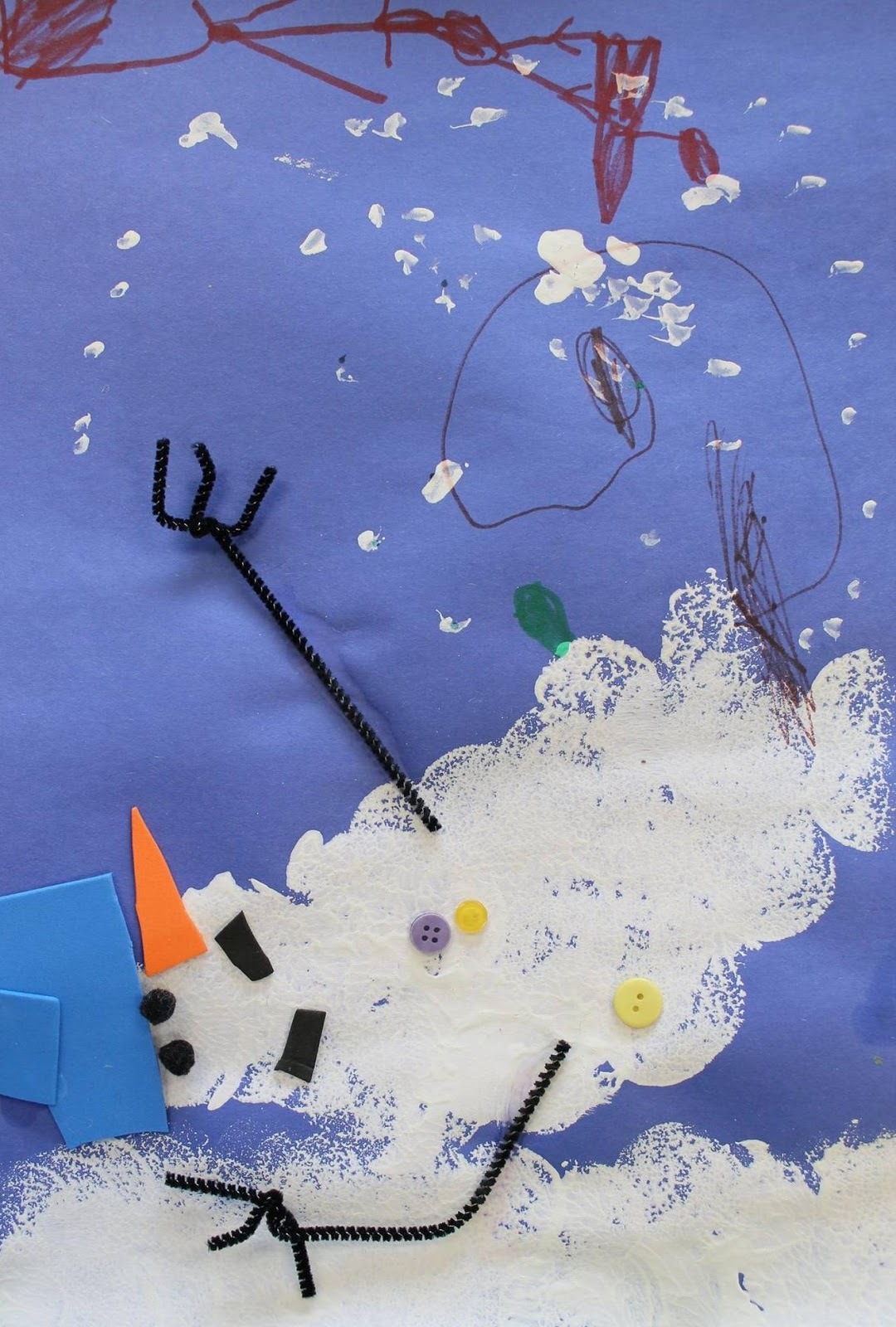 Art Room 104 Kindergarten SpongePaint Snowmen