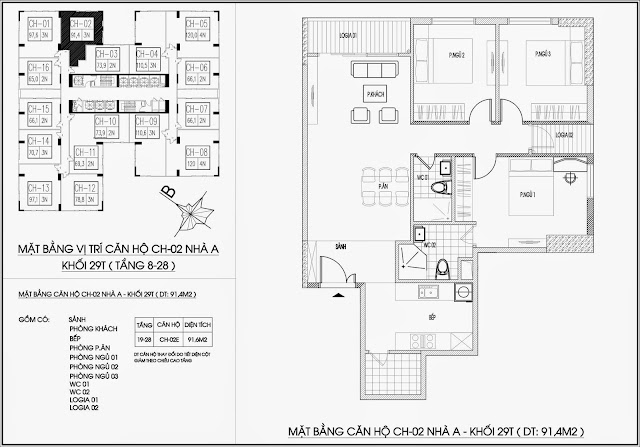 Mặt bằng căn hộ tòa A - 29 tầng, chung cư Imperia Garden Mặt bằng căn hộ tòa A - 29 tầng, chung cư Imperia Garden