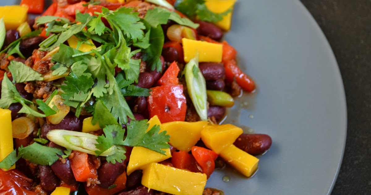 Eet lekker Kidneybonen met gehakt, paprika en mango