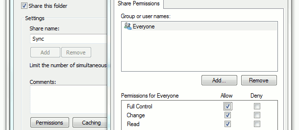 set permission to sync folder
