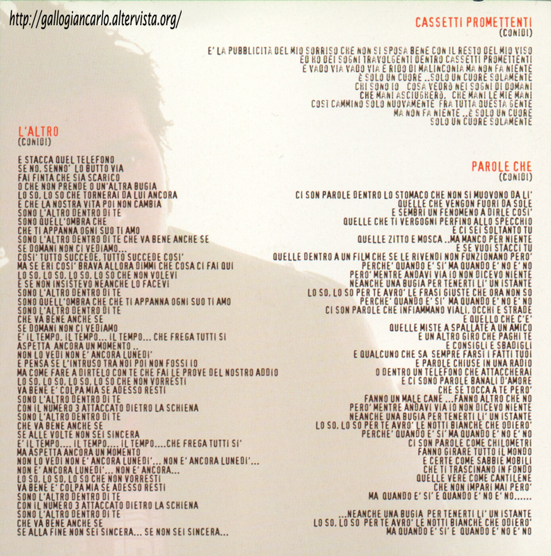 L elenco Dei Brani Sul Cd fotografie e altro...: Marco Conidi - "Nuvole e regole" CD EAN