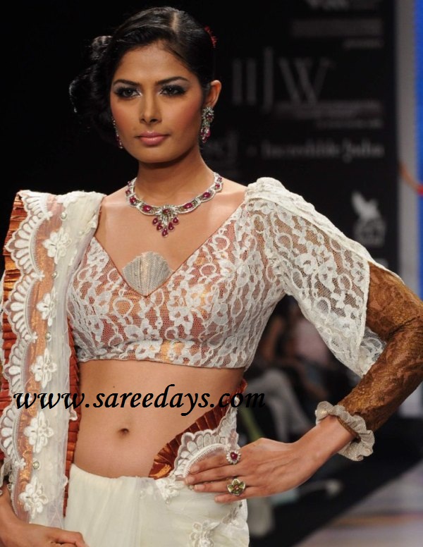 full blouse blouse  designer Saree saree Latest design lace lace Designs: sleeves saree