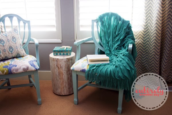 Love this chair makeover! Such pretty colors. #chair #diy