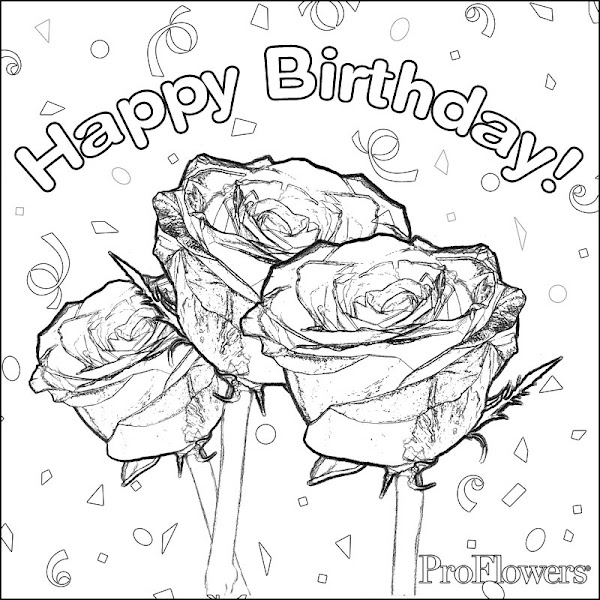 Happy Birthday Rose Coloring Pages