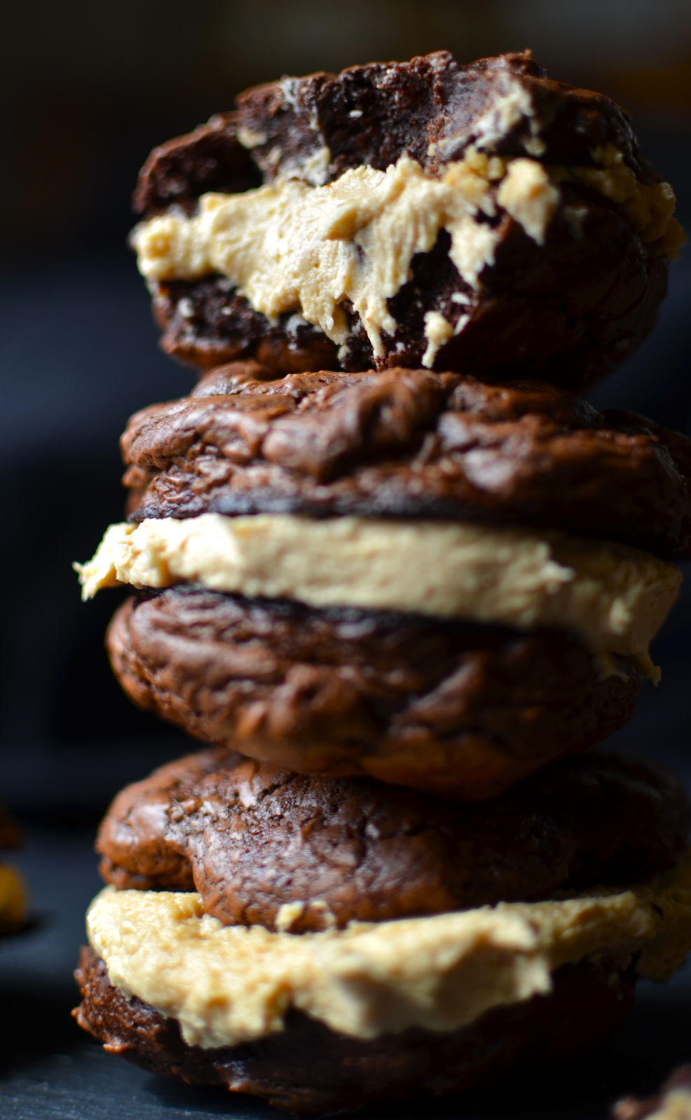 Yammie's Noshery Brownie Cookie Sandwiches {With Fluffy Peanut Butter Buttercream}