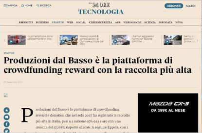 raccolti in italia 41 MILIONI e 389mila Euro sulle piattaforme di crowdfunding