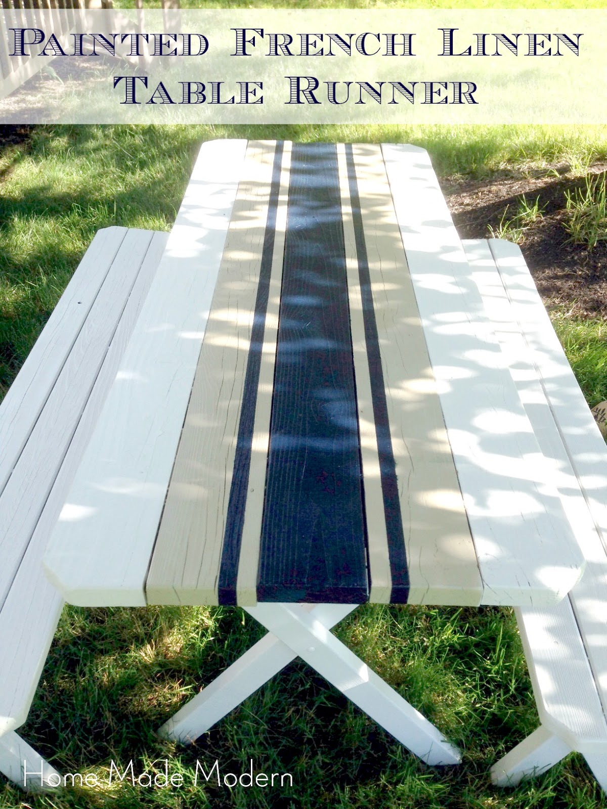 Home Made Modern Painted French Linen Table Runner