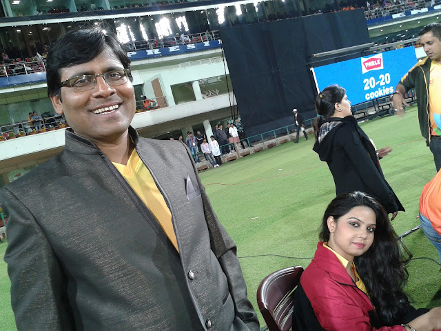 Manoj Bhawuk in Ranchi Stadium during Veer Marathi vs Bhojpuri Dabanggs Celebrity Cricket League 2013