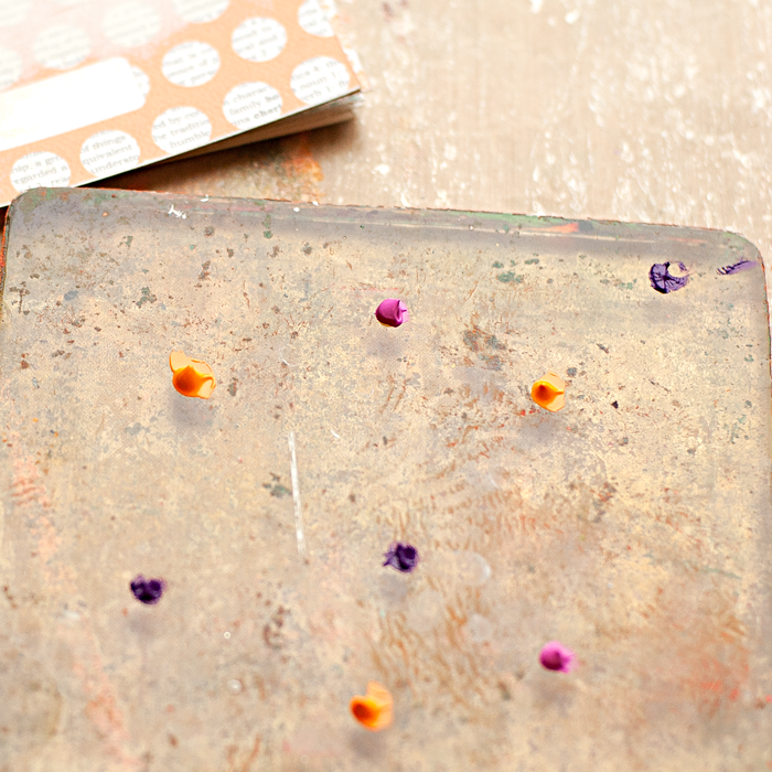 4 step tutorial for creating a fun and simple background using a Gelli Arts Gel Printing Plate and journal cards