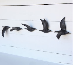 Matte Black Bone China Flying Gulls