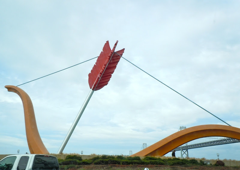 Cupid's Span giant bow and arrow sculpture