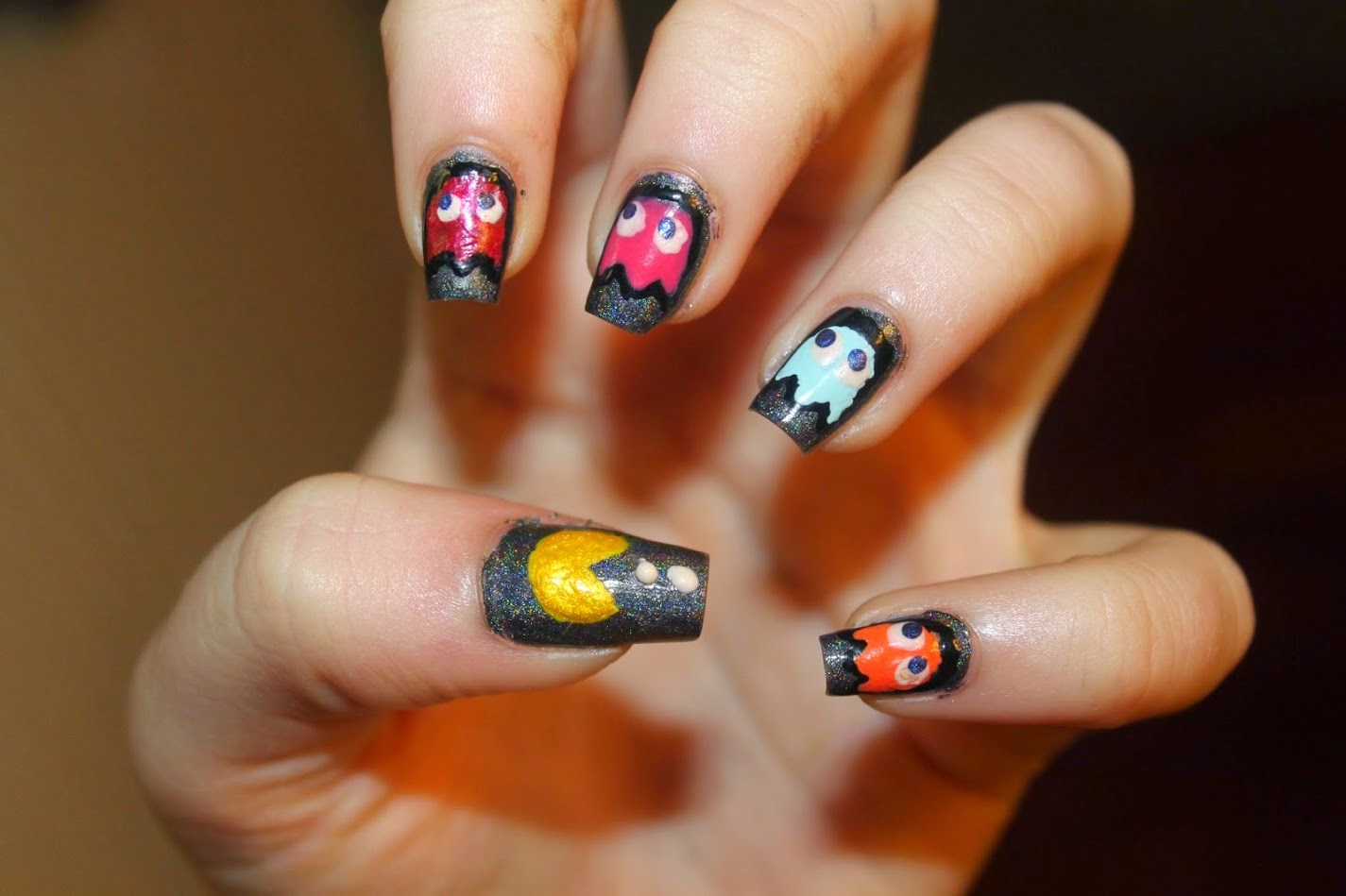 2. Pacman Themed Nail Art - wide 6