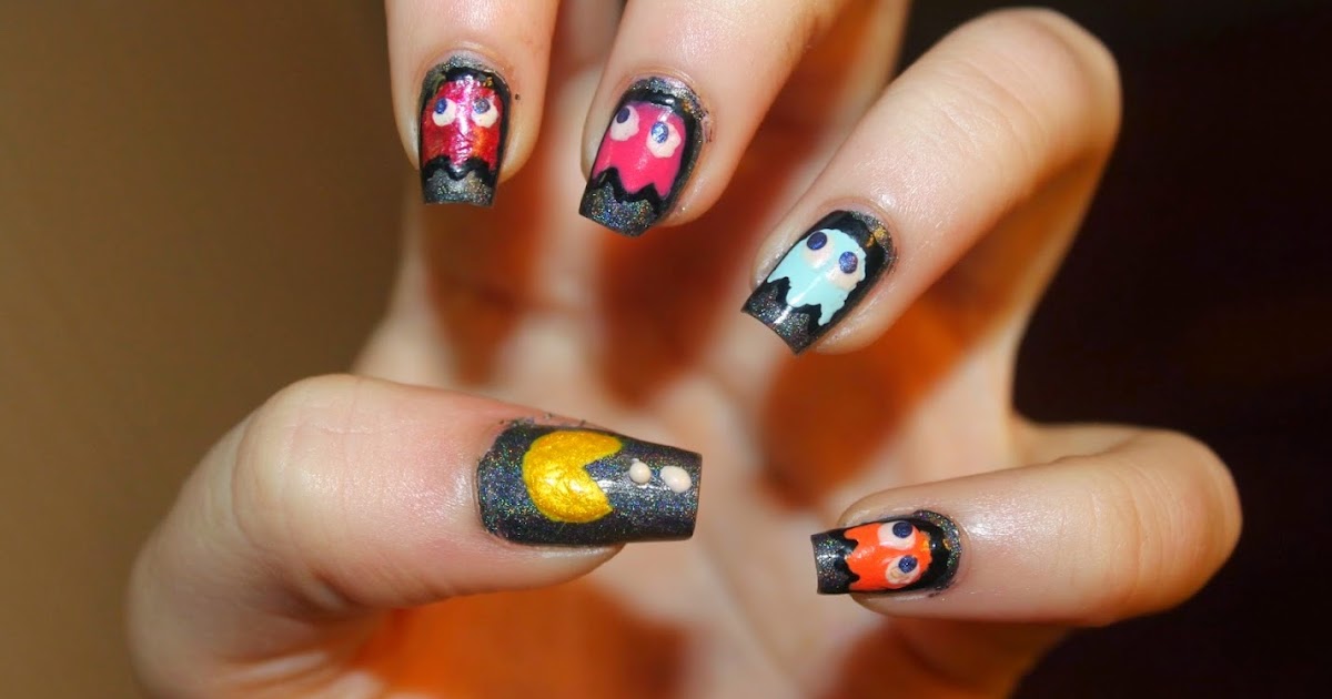 1. Pacman Ghost Nail Art Design - wide 4