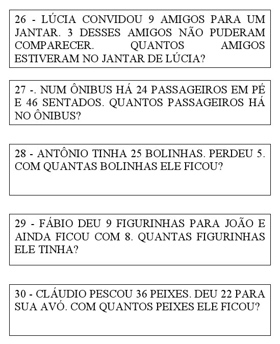 Atividades com resolução de problemas matemáticos