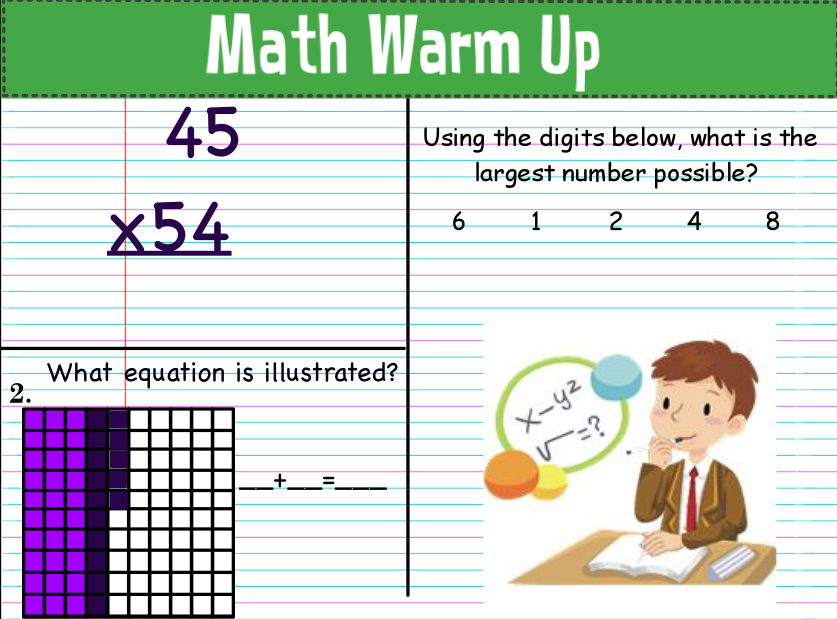Stuff Students Say and Other Classroom Treasures March Math Warm Up!