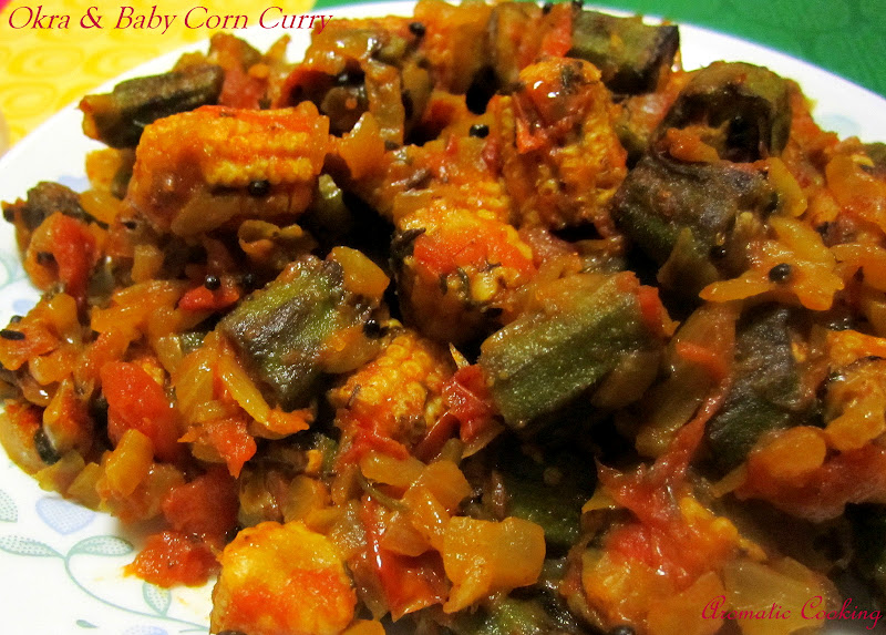 Aromatic Cooking Okra And Baby Corn Curry