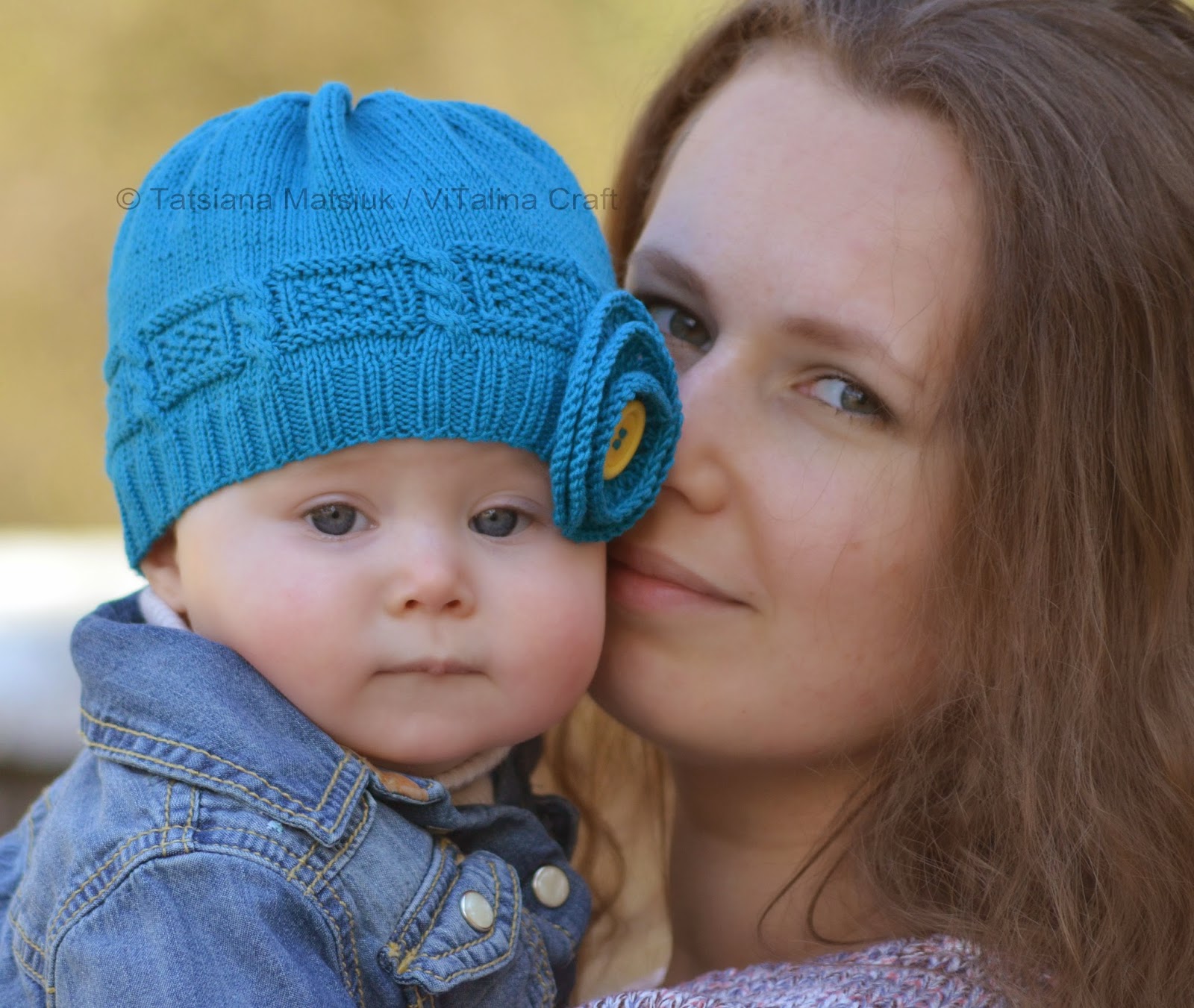Azure Twist Flower Baby Hat Knitting Pattern ViTalina Craft