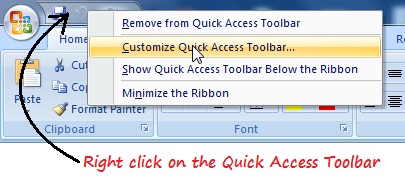 Customize Quick Access Toolbar... Customize Quick Access Toolbar...