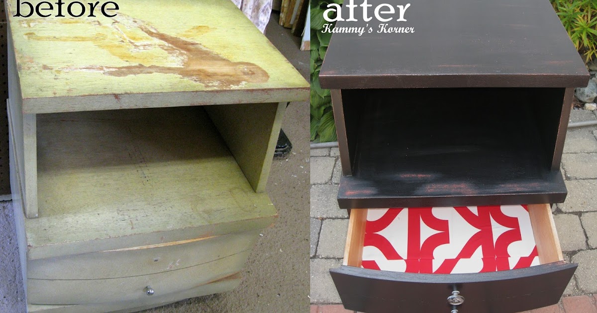 Kammy's Korner Black and Red Distressed Nightstand
