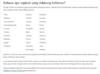 Adsense Belum Support Bahasa Indonesia 1
