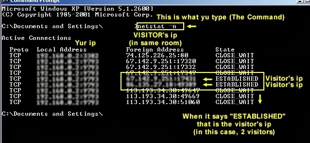 - DOS ip (netstat)