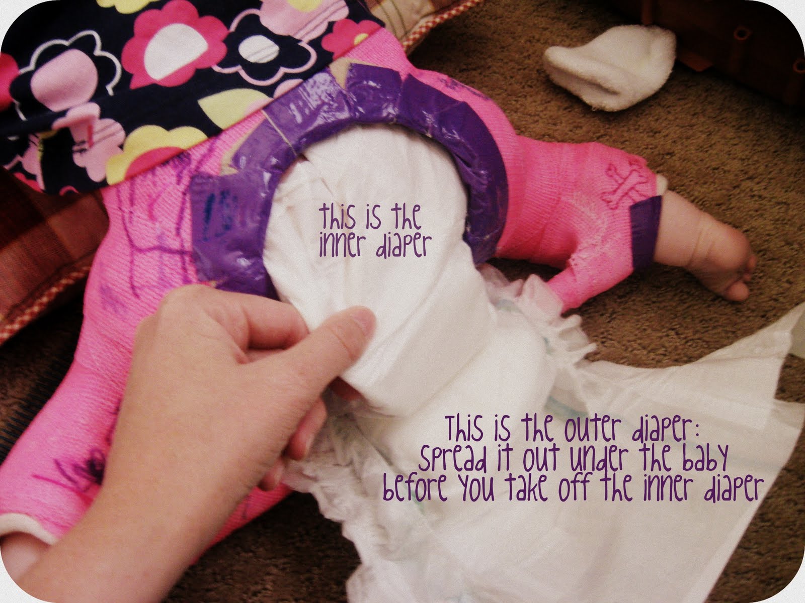 my kids eat off the floor tutorial diapering a {spica cast baby}