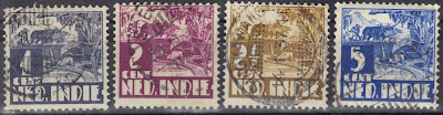 Netherlands Indies - Selection of stamps - 1933/37 Rice Field Scene