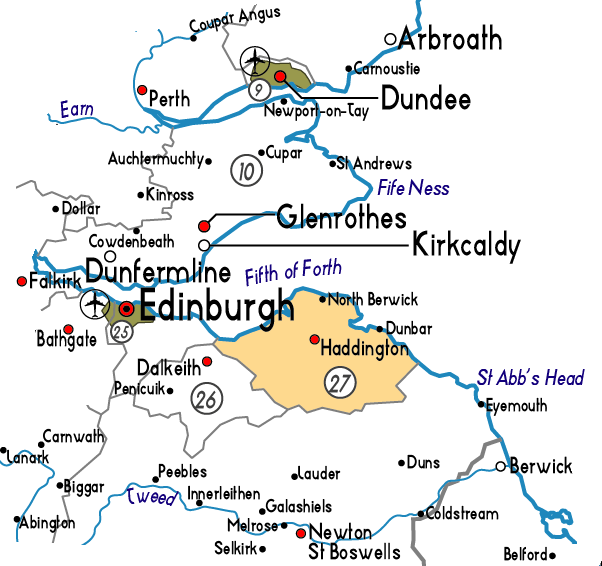 Map of East Lothian Province Area