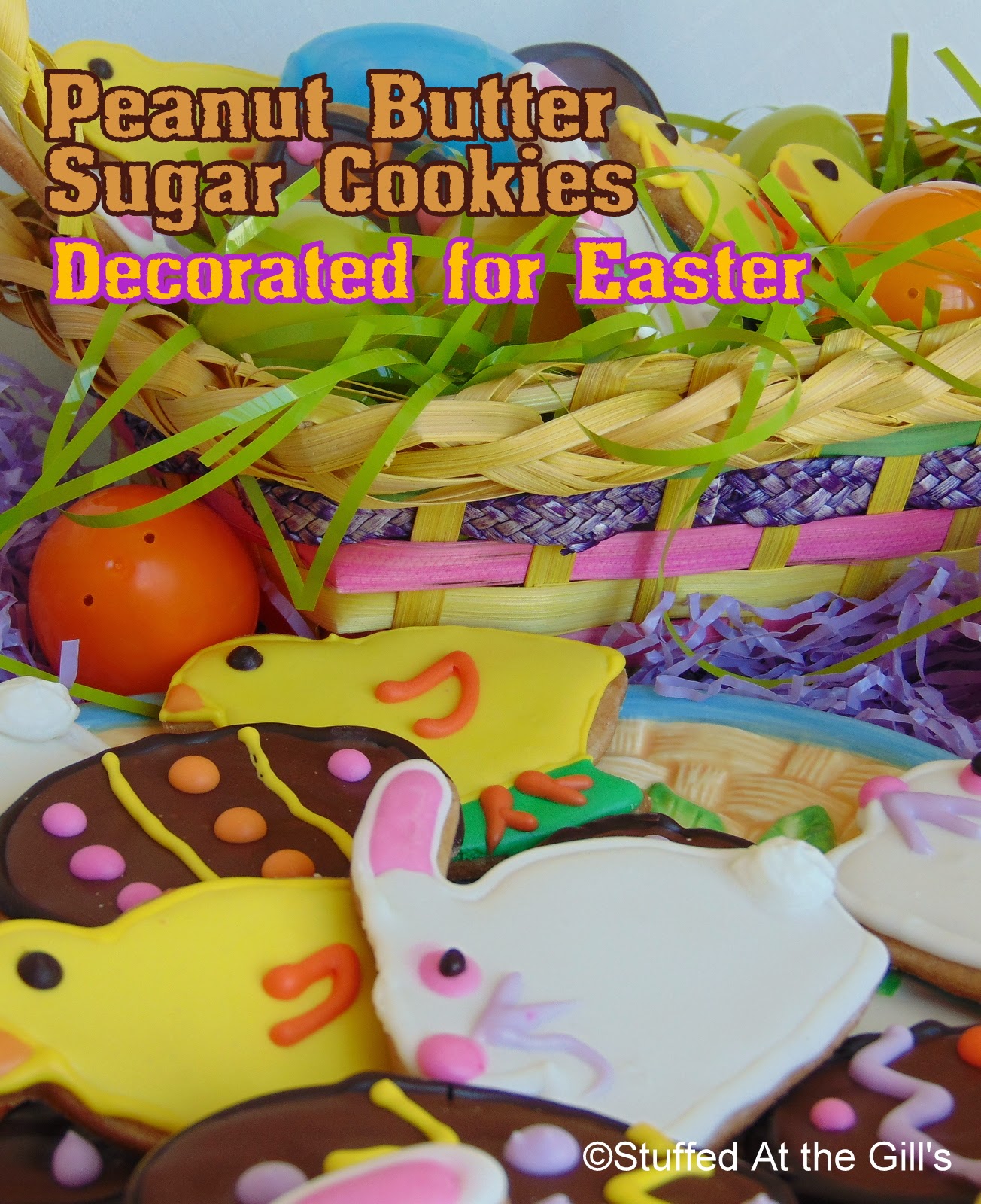 Peanut Butter Sugar Cookies Decorated for Easter