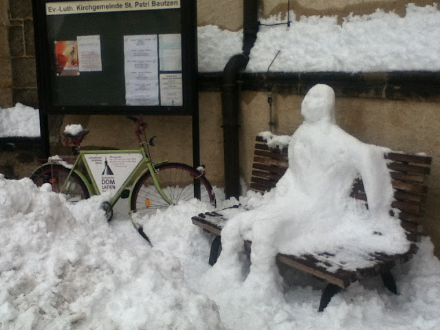 snowman on bench