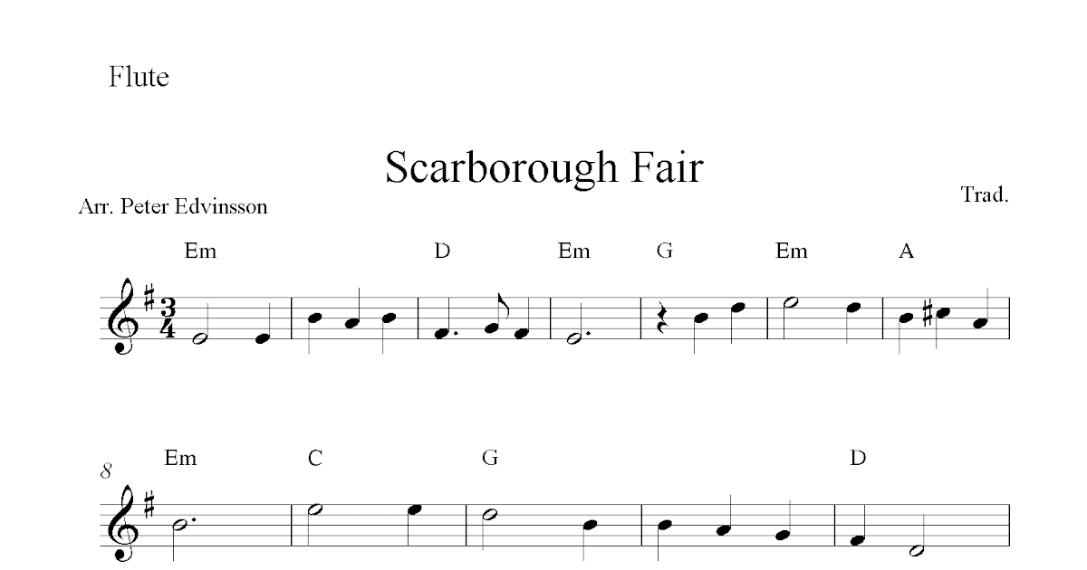 Scarborough Fair, Free Flute Sheet Music Notes Scarborough Fair, Free Flute Sheet Music Notes