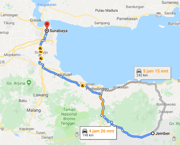 Rute Perjalanan Travel dari Jember ke Surabaya